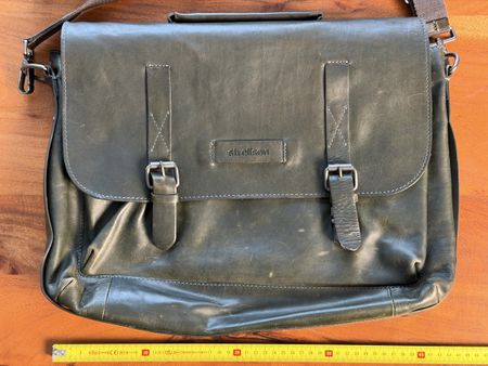 Strellson Leder Messenger Bag / Aktentasche – dunkelgrün