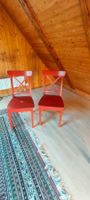 Retro Holzstühle, 2er Set, rot lackiert