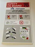 KLM Cityhopper Fokker 70 Safety Card