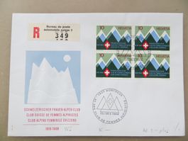 R-Sonderbrief Frauen-Alpen-Club 1968 Viererblock + Zusatz