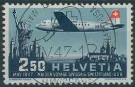 1947 - Flugpost - Swissair - Ersttag Voll Stempel ET