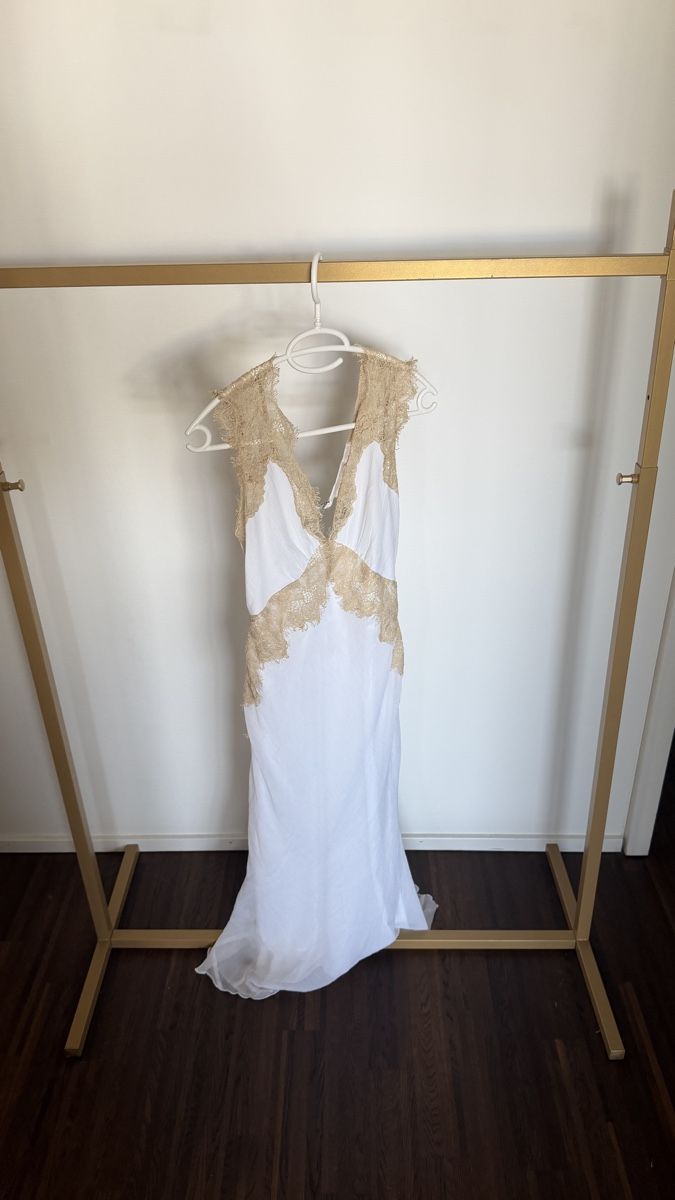 Vestiti: Langes Kleid weiss mit Spitze Grösse S  – Usato da Steinhausen venduto da Luxuryfashion123
