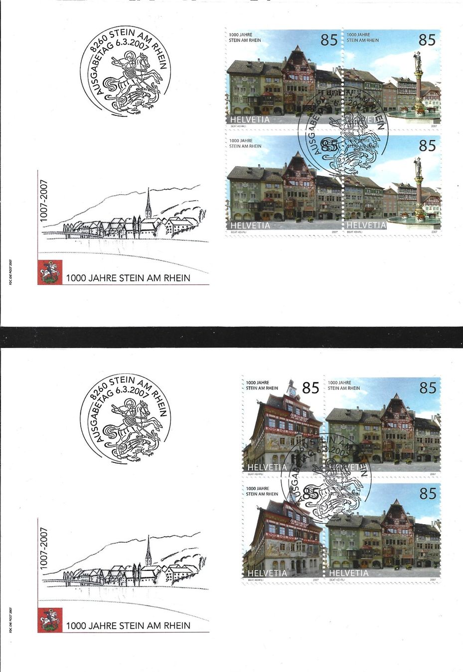 Tutti i francobolli: 2007  FDC 4er Stein am Rhein aus ABO – Nuovo (secondo la descrizione) da Rheinau venduto da loxis