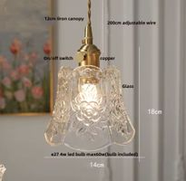 Lampe suspendue LED Vintage  en pierre de verre