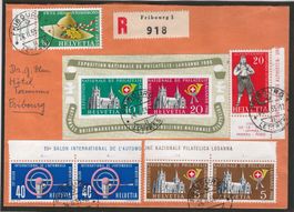 1955 : Lausanner Block + Serie auf R-Brief