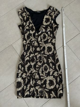 Paillettenkleid schwarz gold Grösse S guter Zustand