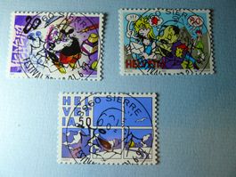1992 Sonderpostmarken 2 Comic 828-830  Vollstempel Sierre