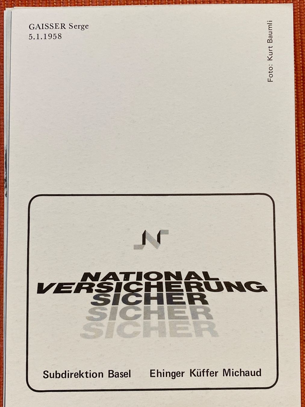 Autogramme: FCB Autogrammkarte Gaisser Serge 1979/80 – Gebraucht aus Büsserach von Gimenez77 1