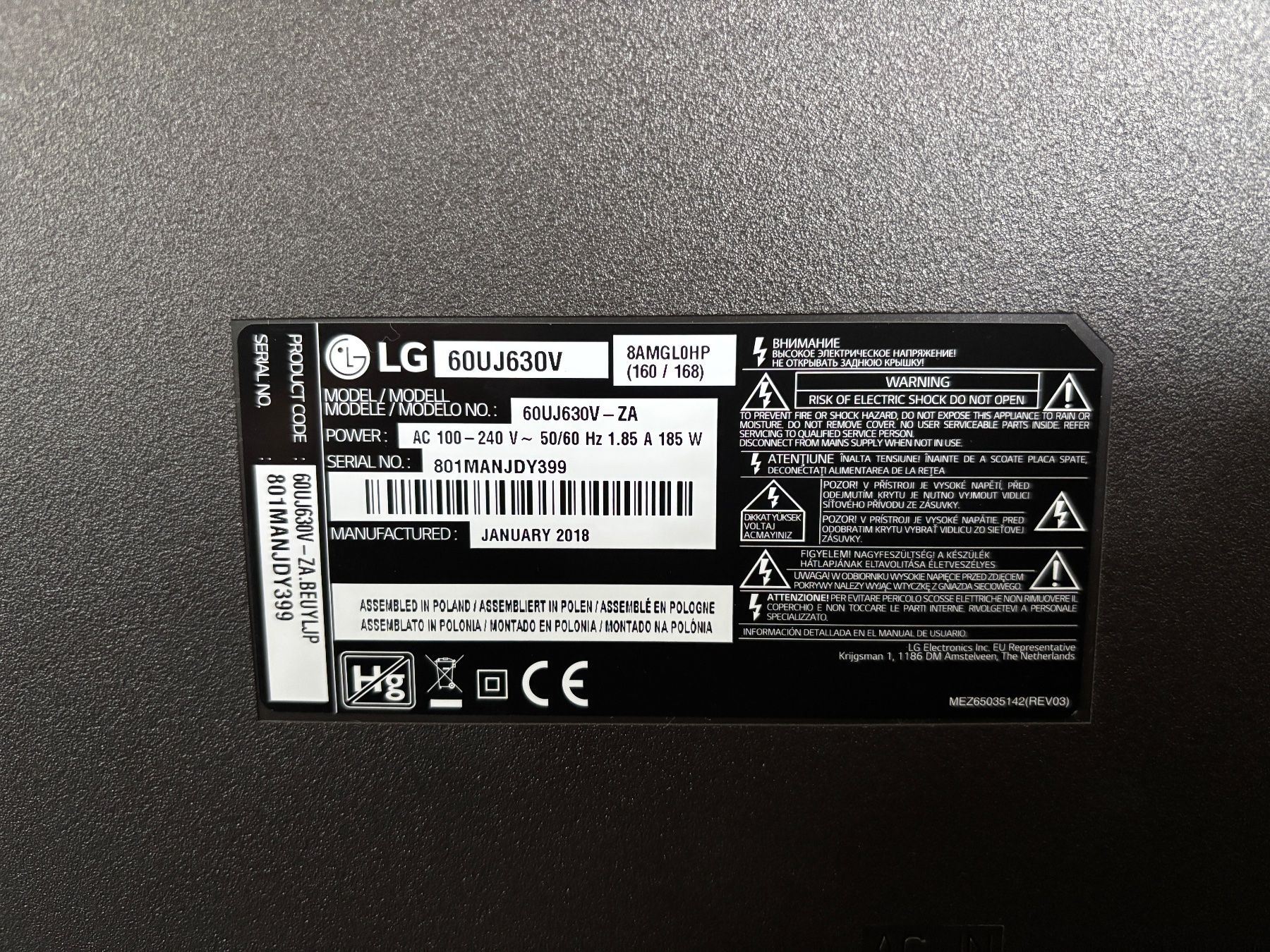 LG Televisori: LG 60UJ630V – Usato da Arisdorf venduto da pinguin71 1