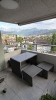 Balkonset Rattan Tisch und Sitzbänke grau neuwertig