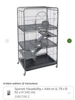 Kleintierbedarf: Käfig, Transportbox und Spielsachen Set