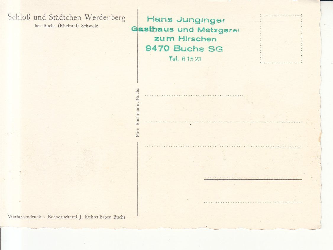 Cartoline postali: Werdenberg ca. 1970, Stempel Juninger Hirschen Buchs – Usato da Bürglen TG venduto da StampGraf 1