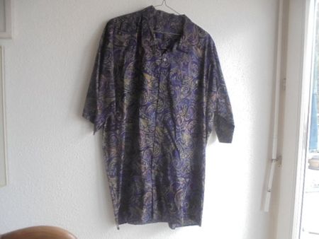BATIKHEMD Gr. 48 Blau/Gold/Beige NEU