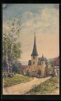 Handgemalt: Wengern /Ruhr, Blick auf die