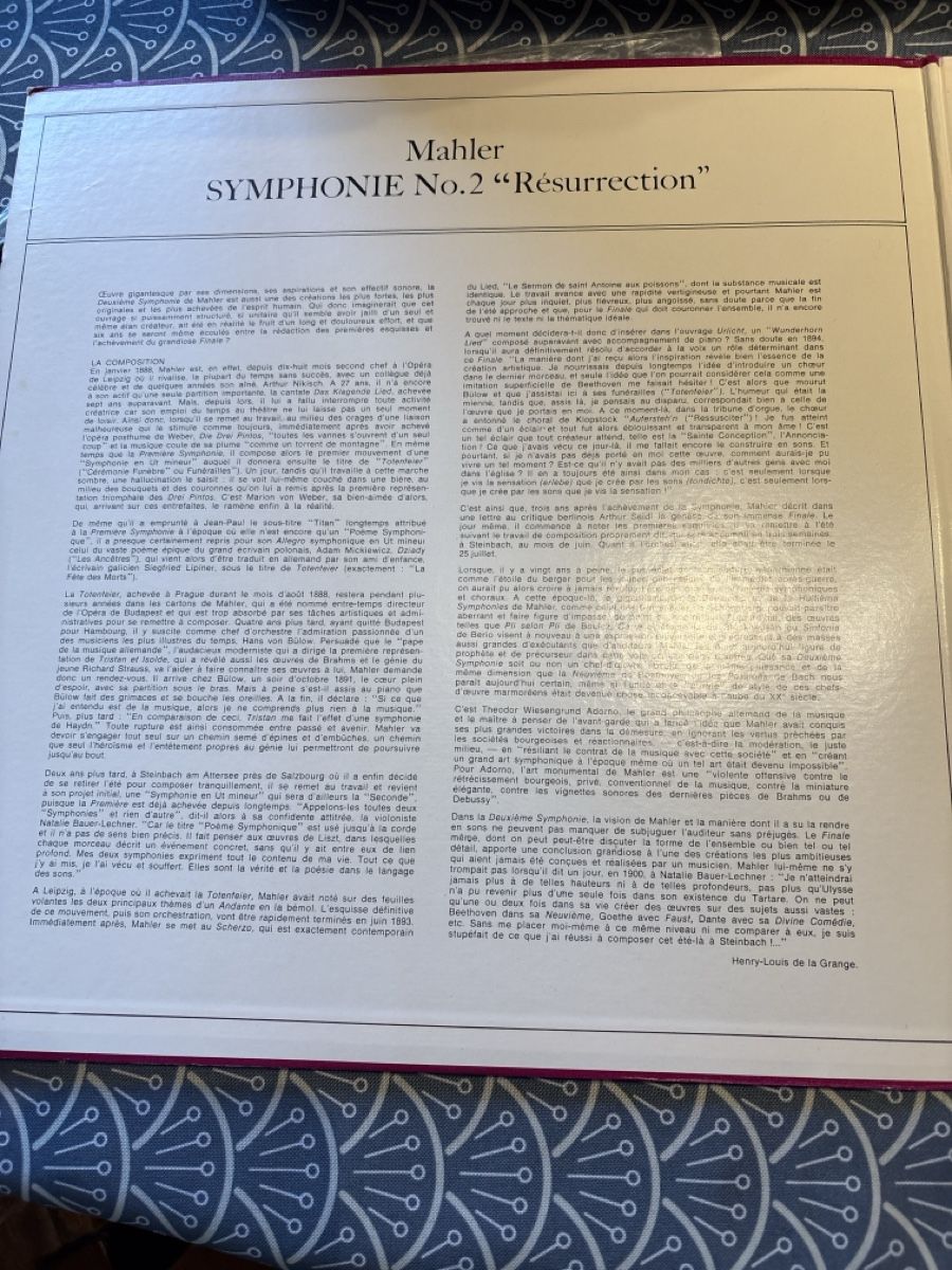 Dischi in vinile: Mahler Symphonie No. 2 "Résurrection" vinyle – Nuovo (secondo la descrizione) da Ste-Croix venduto da choupy60 4