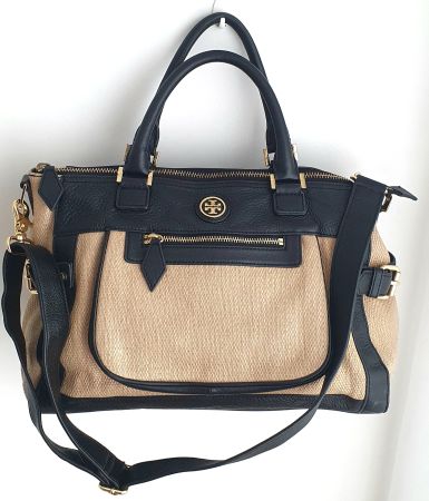 Tory Burch Handtasche Crossbody Leder Raffia Optik