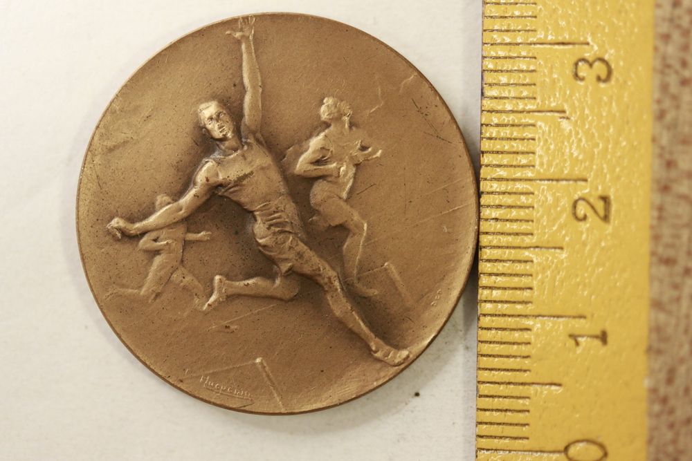 Médaille Argent Sterling West Wales 1938 - Athlétisme Amateur - 1 Mile - Émail