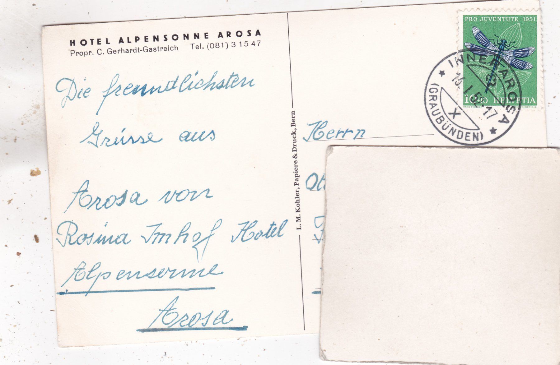 Ansichtskarten: Arosa Hotel Alpensonne 1952 – Gebraucht aus Herisau von Lisegrat2008 1