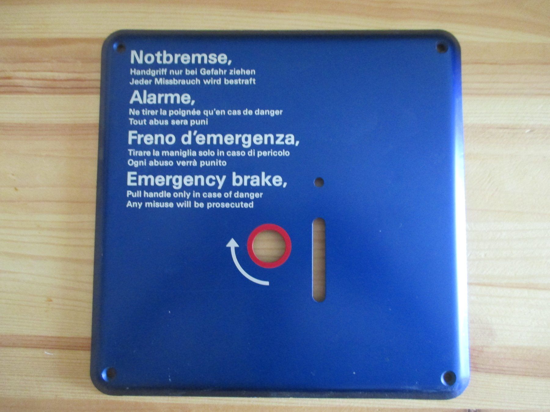 SBB/CFF/FFS Schilder: Orginal SBB Schild Notbremse – Gebraucht aus Breitenbach von anti11