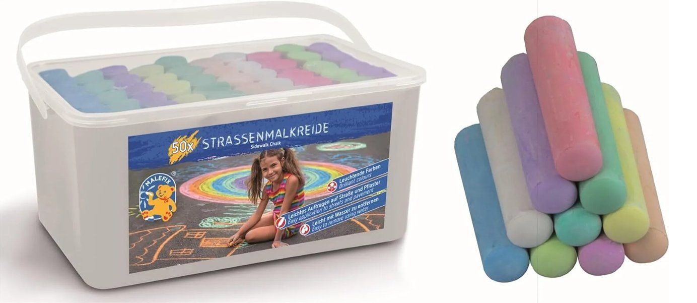 Spielzeuge: 50 Stk. Strassen Kreide im Eimer – Neu und originalverpackt aus Oensingen von Liquidations-Shop