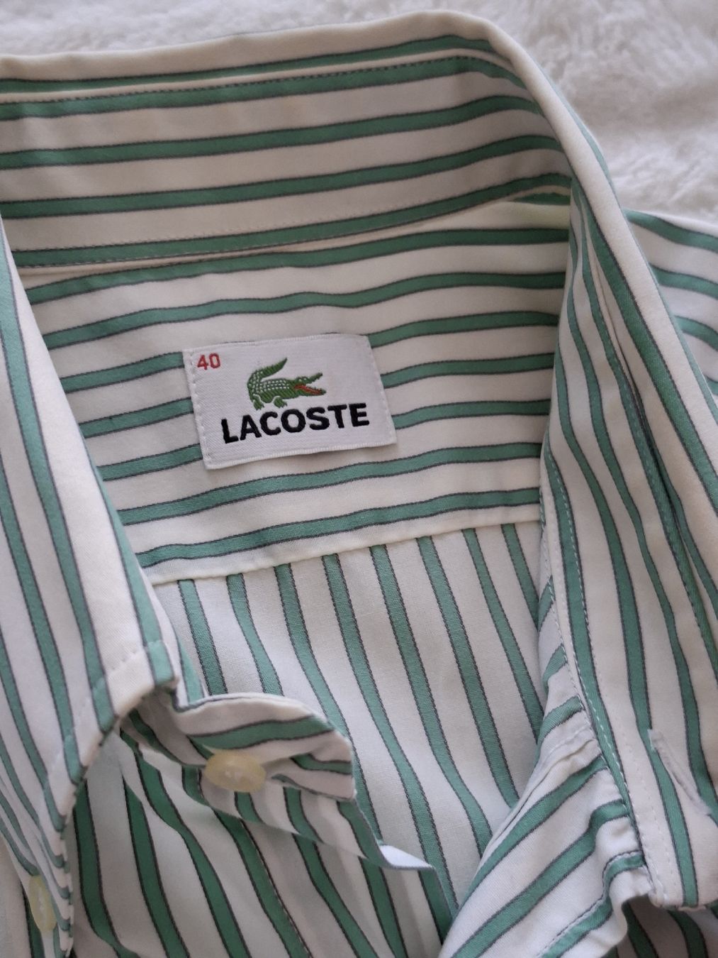Lacoste Camicie: Chemise rayée verte et blanche Lacoste taille 40 – Usato da Renens VD venduto da ser_j2fn 3