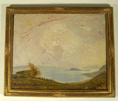 Ph. Robert Bielersee Oel auf Karton Rahmengrösse 46 x 38 cm