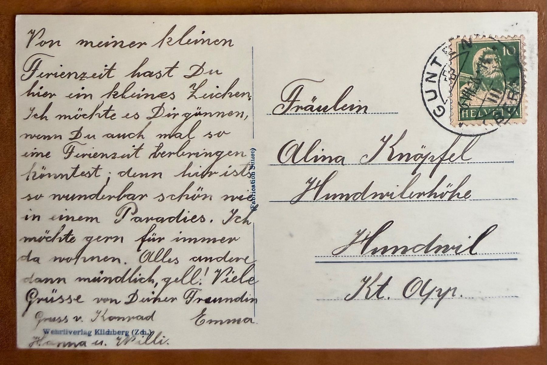Cartoline postali: Gunten - Panorama 1926 – Usato da Lutry venduto da Ediego 1