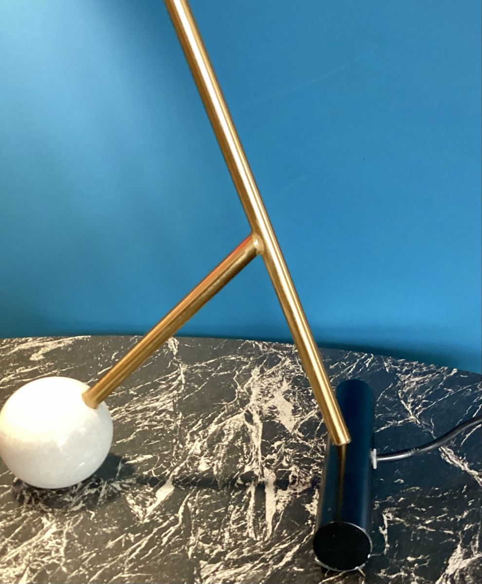 Lampen: Lampe de table design Cleo, dorée et blanche – Gebraucht aus Agiez von Beve15 6
