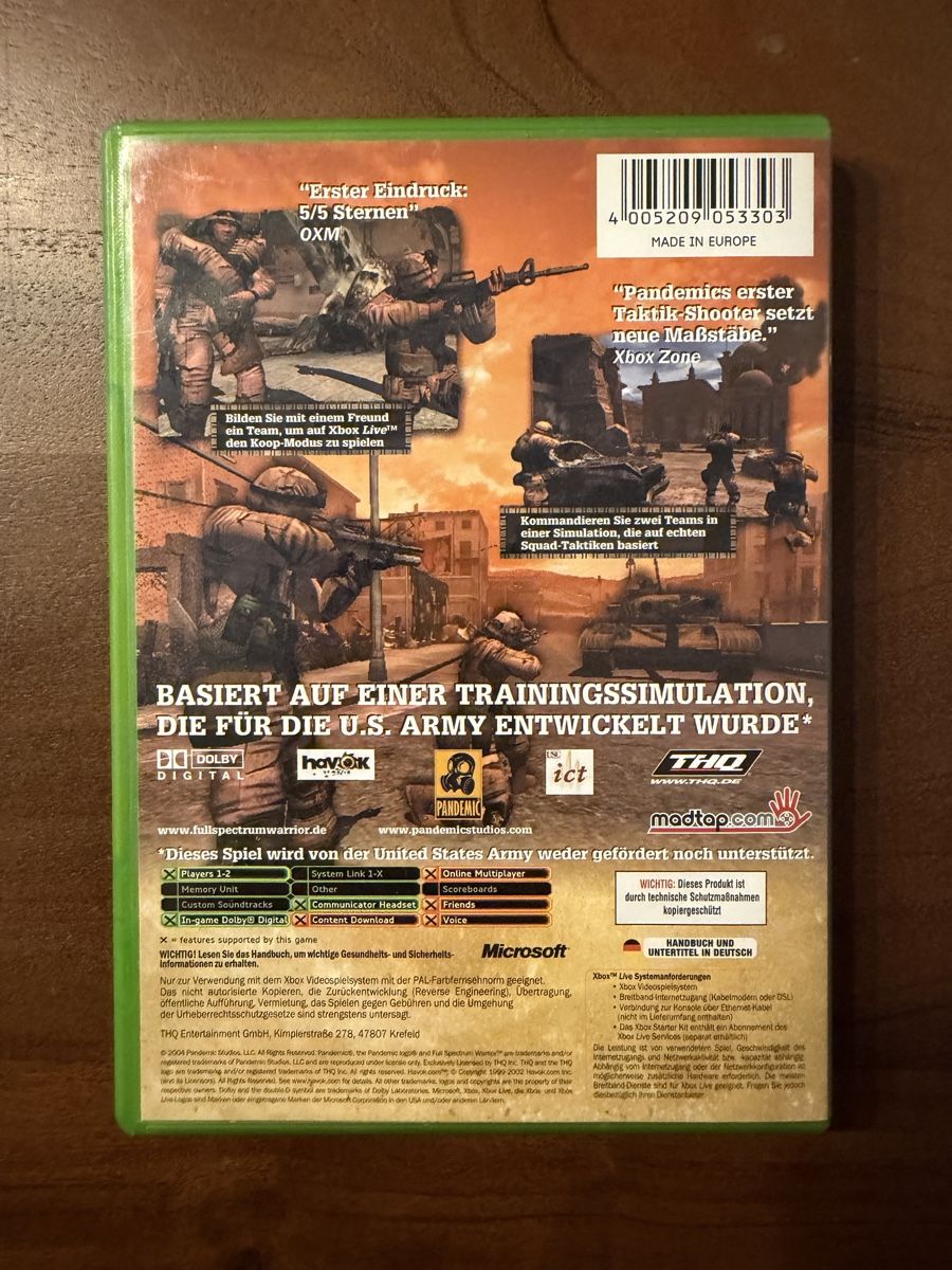 Microsoft Giochi: Full Spectrum Warrior für Xbox – Usato da Thunstetten venduto da Virus_33 2
