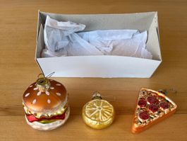 Weihnachtsbaum Kugeln, Burger, Pizza, Zitrone, Baumschmuck