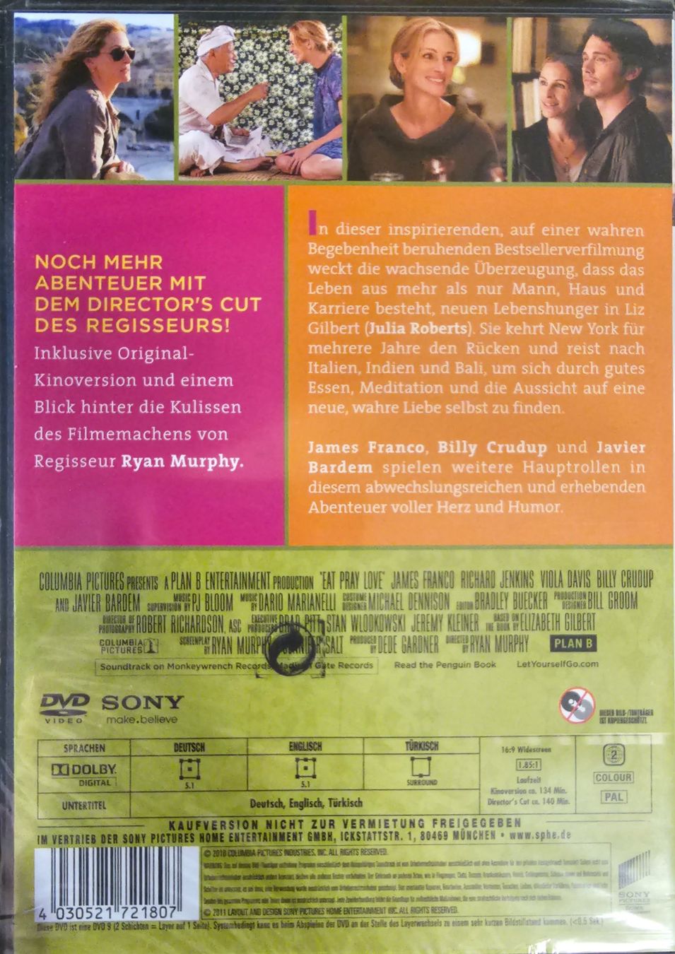Tutti i DVDs: Eat Pray Love – Nuovo e nell'imballaggio originale da Wahlen b. Laufen venduto da Cg10 1