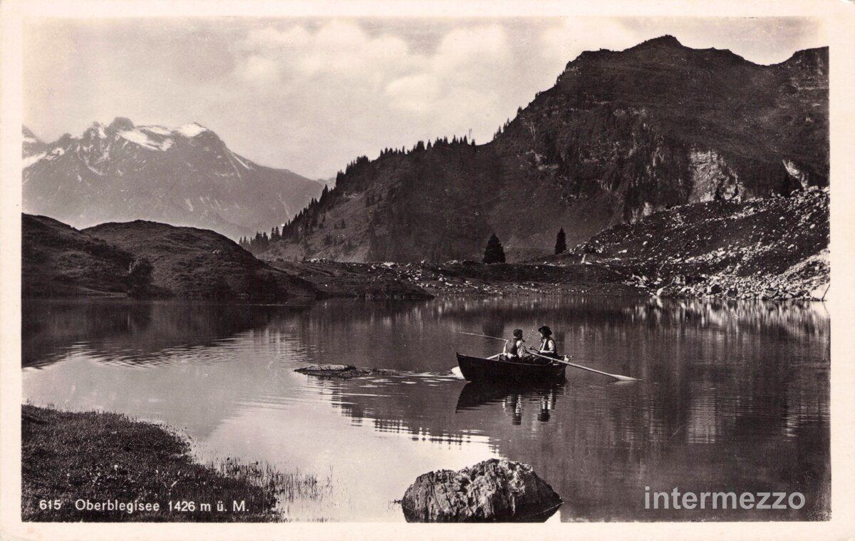 Cartoline postali: Oberblegisee GL // ca. 1936 Boot Braunwald – Usato da Basel venduto da intermezzo12
