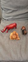 Deko Holzfiguren Set Nashorn Buddha Löwe 3 Stück