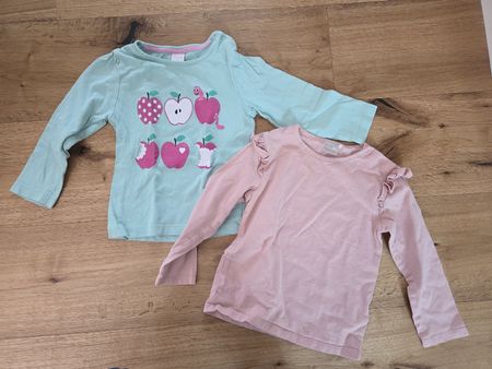2 Langarmshirts Smile Mädchen Grösse 92, Apfel, mint, lachs