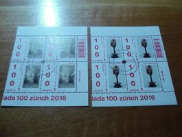 Satz DADA 100 Zürich, 4erblocks ET-o