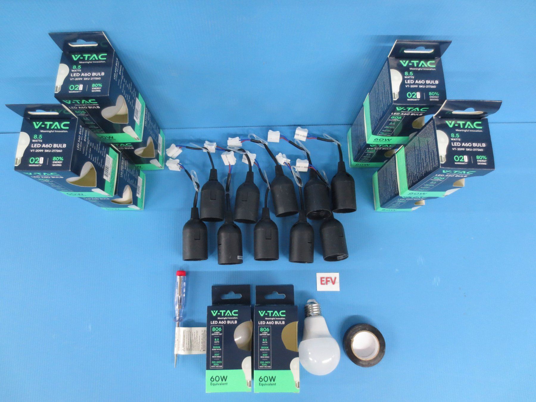 Lampade: 10 x Baustellenfassung E27+ 10 x LED 8.5W E27 + Phasenprüfer – Nuovo (secondo la descrizione) da Sulz LU venduto da Elektrofachverkauf 1