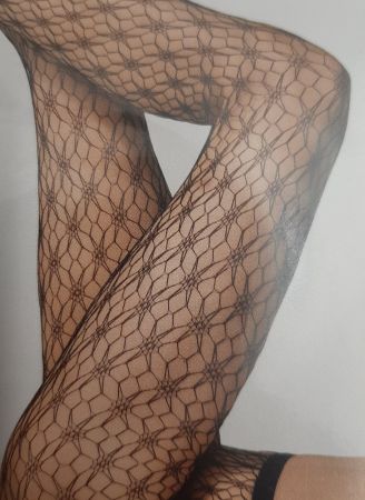 Migros Fashion Netz-Strumpfhose "Floral" Gr XXL Schwarz