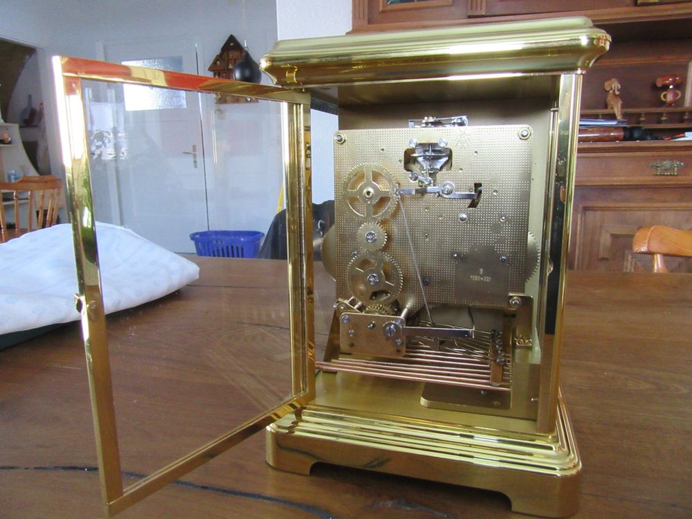 Horloge de Table Avec Mouvement Squelette 14 Jours Gongschlag, Cadre Foncé Laqué
