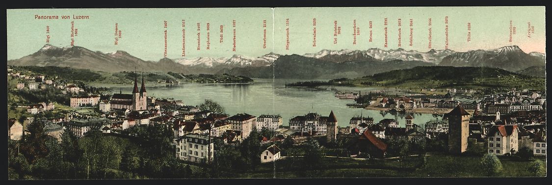 Cartes postales: Klapp-AK Luzern, Panorama mit Bergen – D'occasion à Berlin par bartko-reher