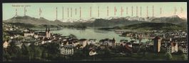 Klapp-AK Luzern, Panorama mit Bergen
