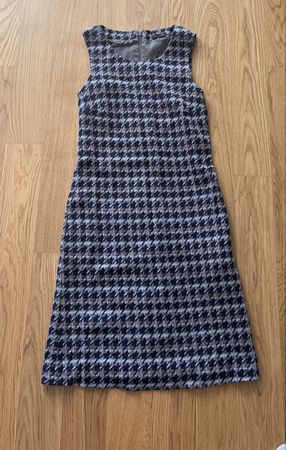 Etui Kleid Hahnentrittmuster Grösse 36/38 Dunkelblau/ Grau