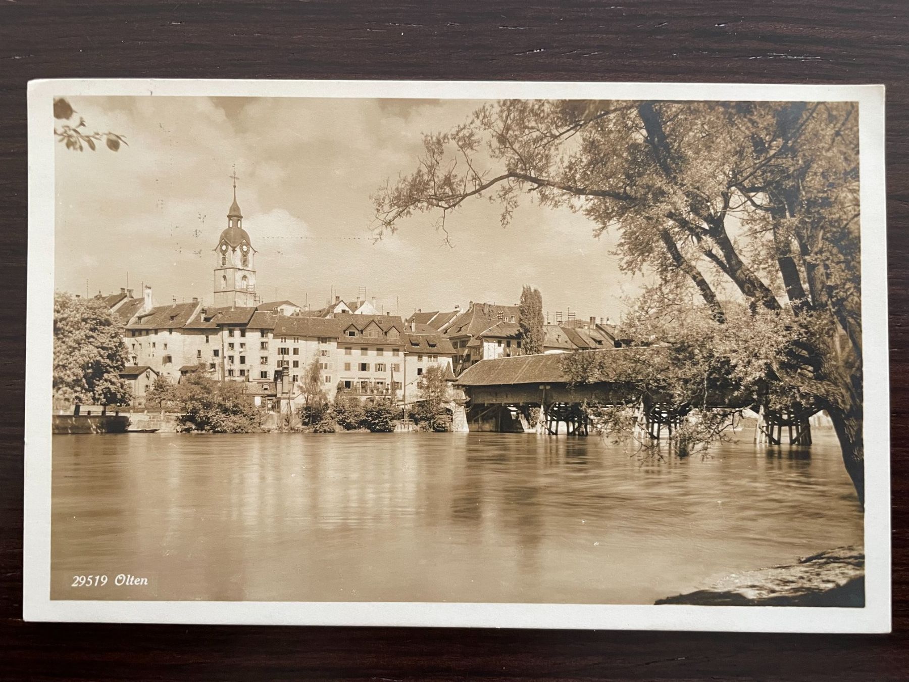 Cartoline postali: OLTEN gedeckte Holzbrücke, Aare – Usato da Wald ZH venduto da TLILEF