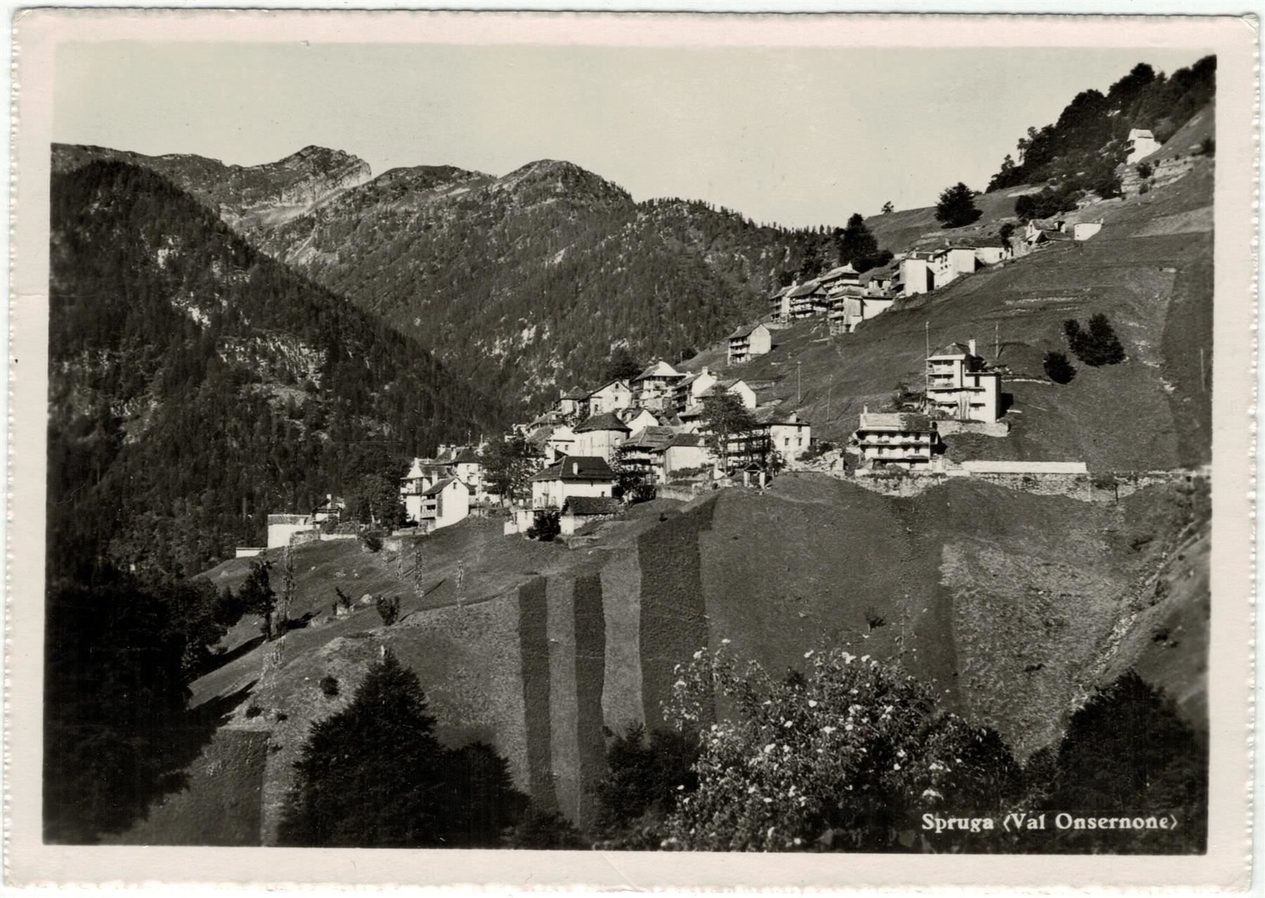 Cartoline postali: TI 77 SPRUGA Val Onsernone 1954 GF – Usato da Fribourg venduto da philafri