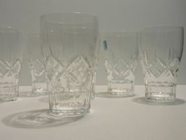Kristall Weiss Wein Gläser geschliffen 6 Stück  9 cm hoch