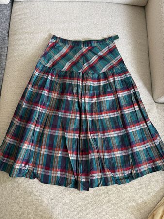 VINTAGE COLORFUL PLAID A-LINE SKIRT