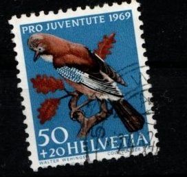 Tutti i francobolli: 1969 - PJ / Einh. Vögel / Eichelhäher – Usato da Schaffhausen venduto da poststamp