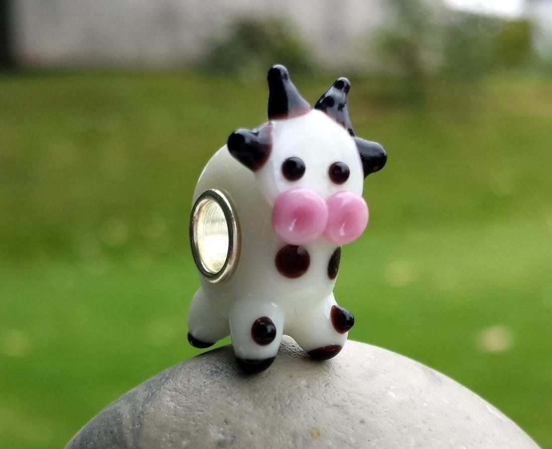 Perle (finte): Lampwork Kuh-Glasperle, Glass Bead – Nuovo (secondo la descrizione) da Langenthal venduto da flowersNbirds