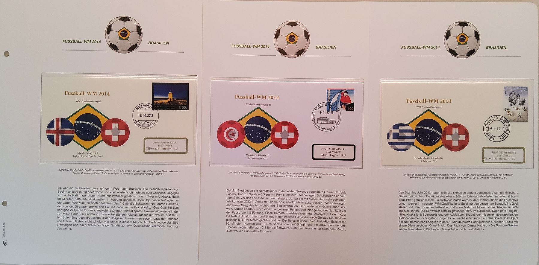 Tutti i francobolli: Fussball WM 2014 - Los 1 - 21 Briefe – Usato da Buchrain venduto da mue_kru 4
