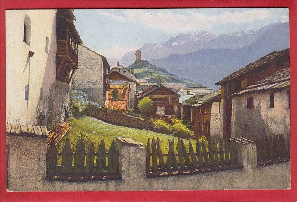 Ansichtskarten: ARDEZ MIT STEINSBERG 1918 – Gebraucht aus Grüningen von Kartenlaube