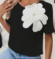 edles/stylisches Shirt mit Décor + Perlen, L/XL